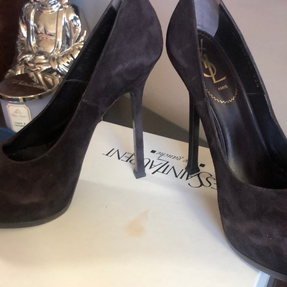 YSL BROWN SUEDE PUMPS - Picture 6 of 7